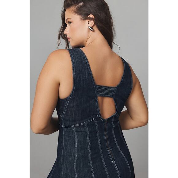 Anthropologie x Pilcro Seamed V-Neck Denim Dress Women's Anthro Plus Size 26W 26 - Picture 12 of 16
